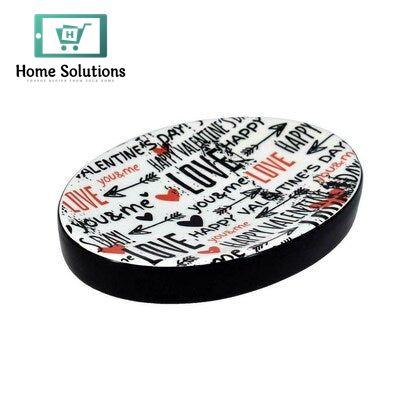 Decorative plate with 'I Love You' text and hearts on a white background, branded 'Home Solutions'.
