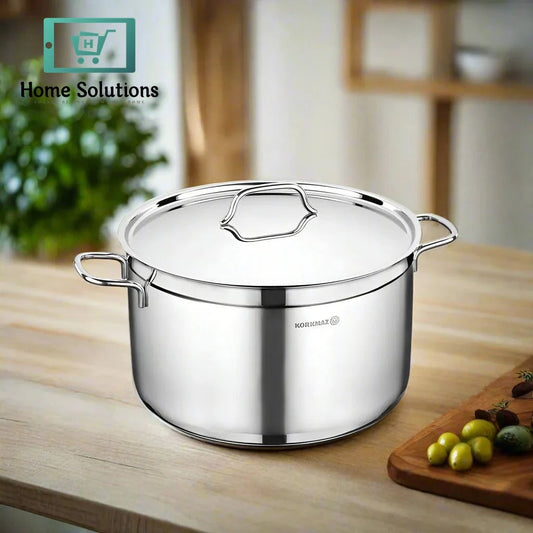 Korkmaz Alfa Casserole Pot – 30x15 cm Deep Stainless Steel Cookware for Family Meals
