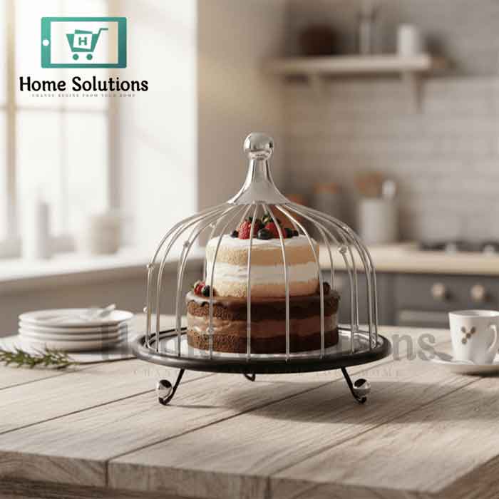 Elegant Cage Cake Stand & Server - Decorative Metal (Black)
