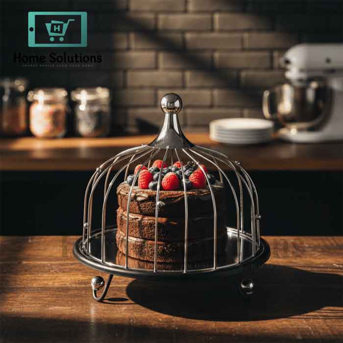 Elegant Cage Cake Stand & Server - Decorative Metal (Black)