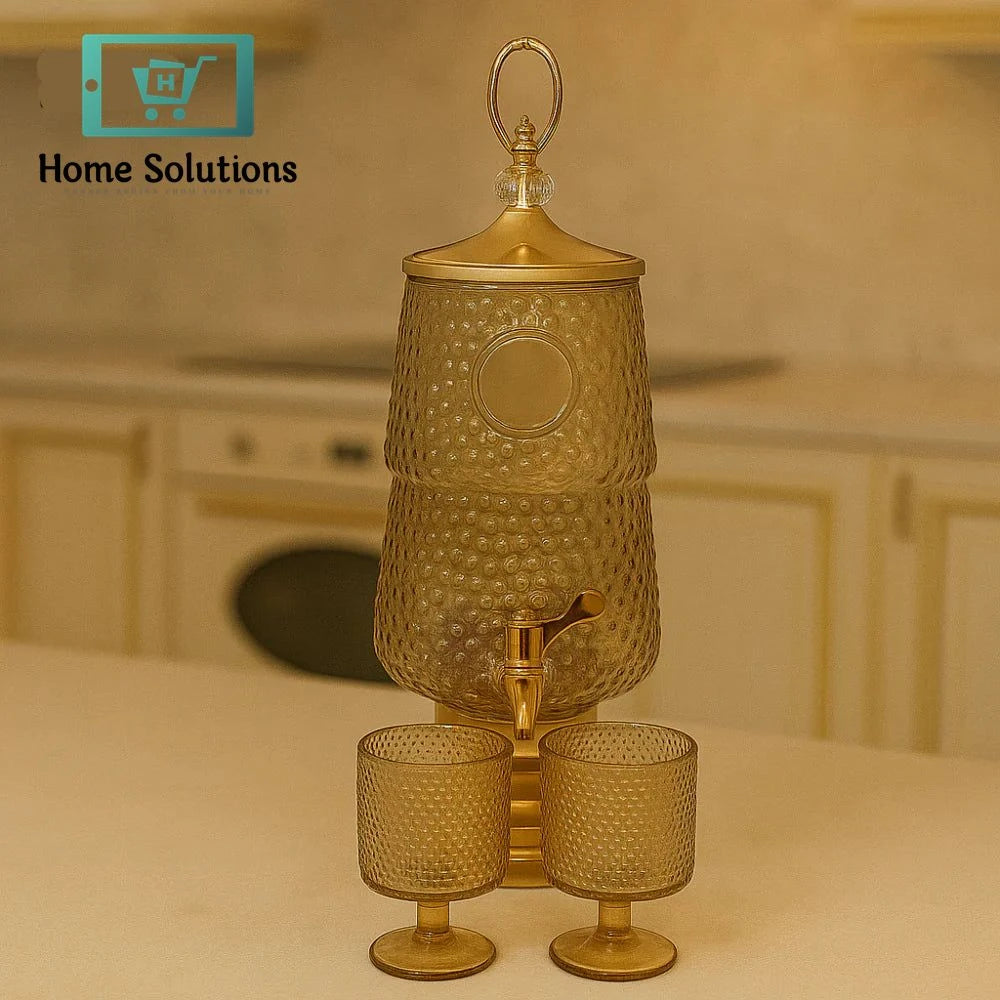 Beverage Serving Dispenser Set with Glasses – 3L Capacity 7 PCS