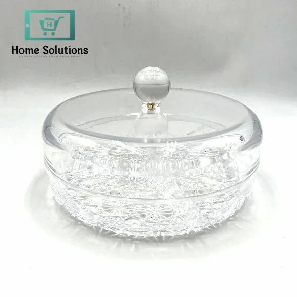 Mini Acrylic Dry Fruit Tray – Compact Transparent Snack Server with Lid