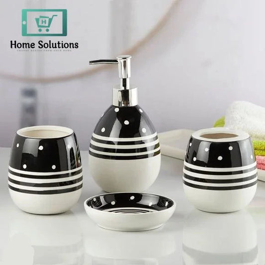 Stylish Bathroom Accessories Set of 4 – Soap Dispenser & Toothbrush Holder