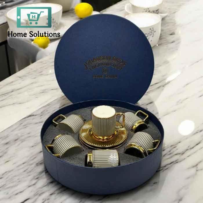 Premium 12-Piece Porcelain Cup & Saucer Set