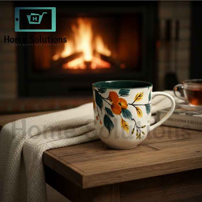 Fine Porcelain Mug 400ml | Floral Design Coffee Cup