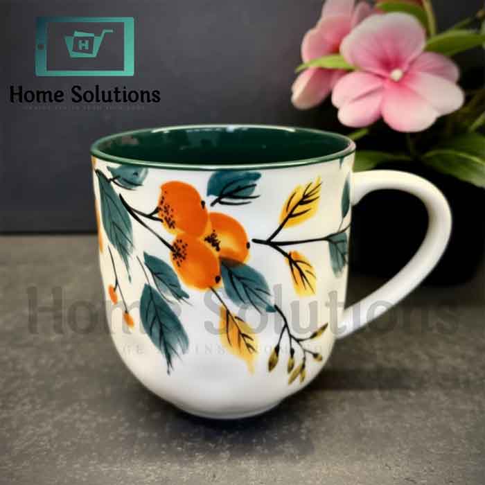 Fine Porcelain Mug 400ml | Floral Design Coffee Cup