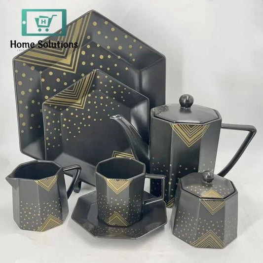 Oxford Hexagon Complete Tea Set – 24-Piece Elegant Serveware Collection