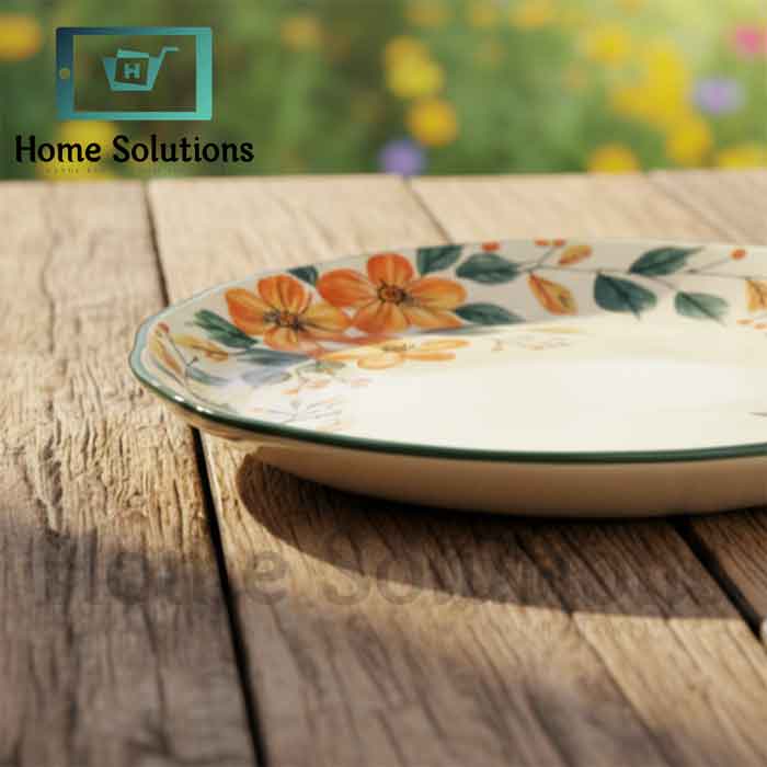 Round Fine Porcelain Baker with Handle 9" | Floral