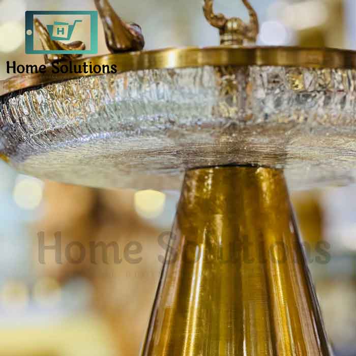 Handmade Turkish Serving Bowl | Brass Base Glass