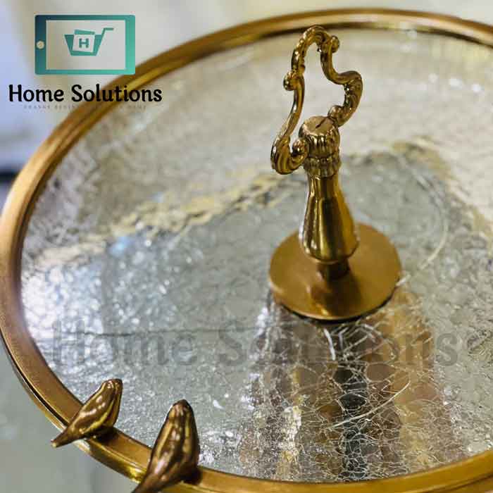 Handmade Turkish Serving Bowl | Brass Base Glass