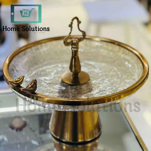 Handmade Turkish Serving Bowl | Brass Base Glass
