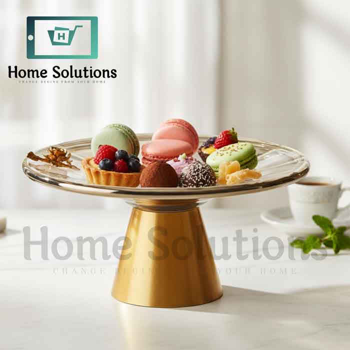 Ottoman Elegance – Handmade Turkish Dessert Stand with Brass Pedestal
