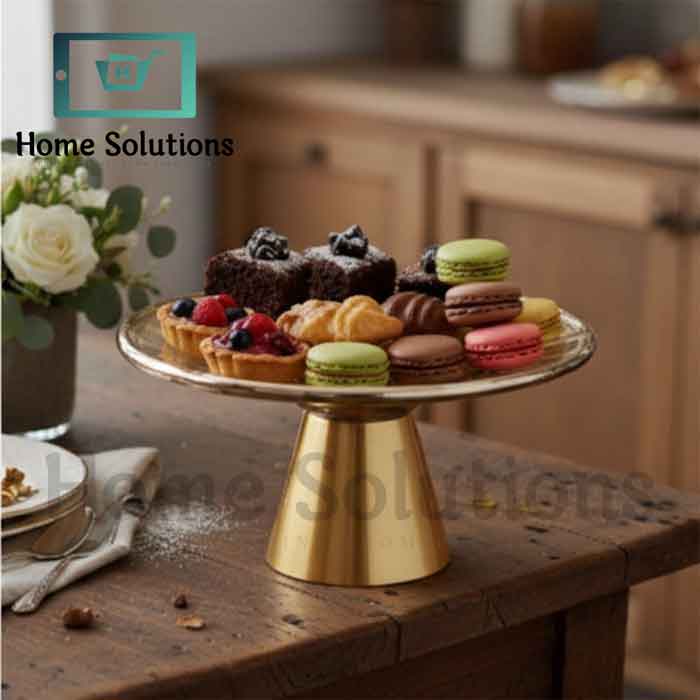 Ottoman Elegance – Handmade Turkish Dessert Stand with Brass Pedestal
