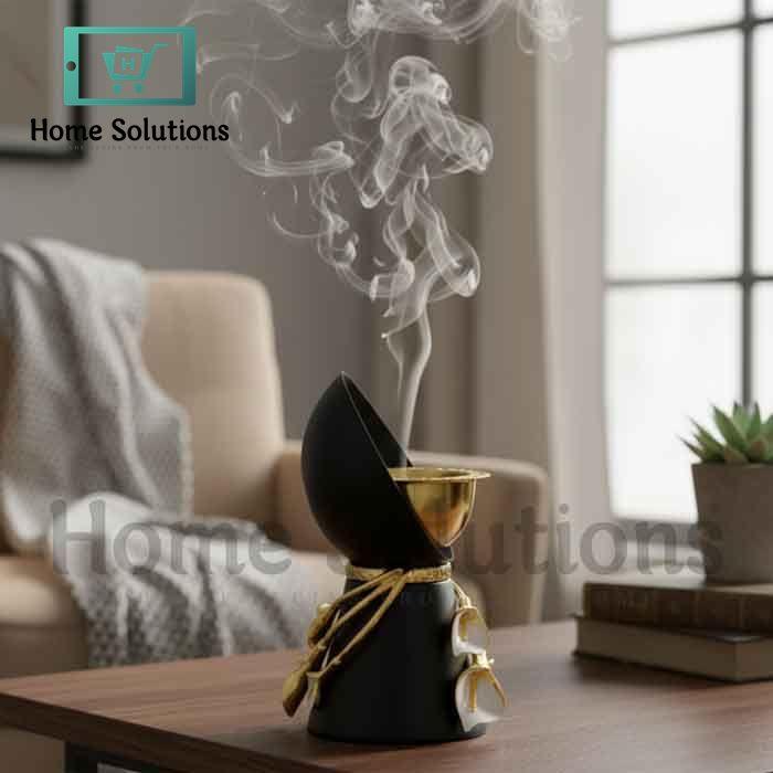 Majestic Floral Incense Burner – Black & Gold Finish