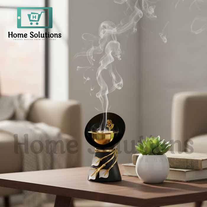 Majestic Floral Incense Burner – Black & Gold Finish
