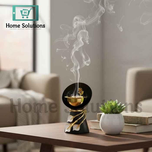 Majestic Floral Incense Burner – Black & Gold Finish