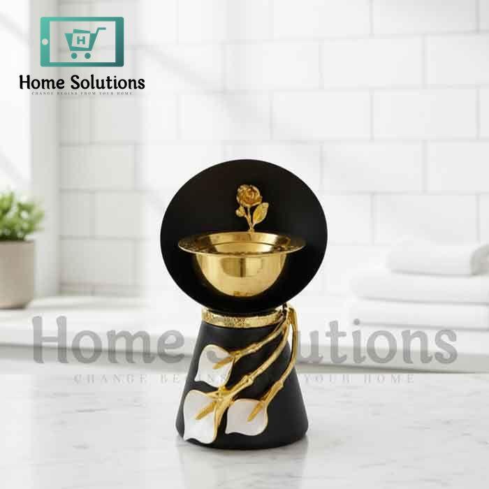 Majestic Floral Incense Burner – Black & Gold Finish