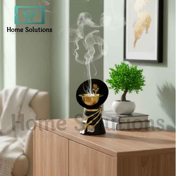 Majestic Floral Incense Burner – Black & Gold Finish