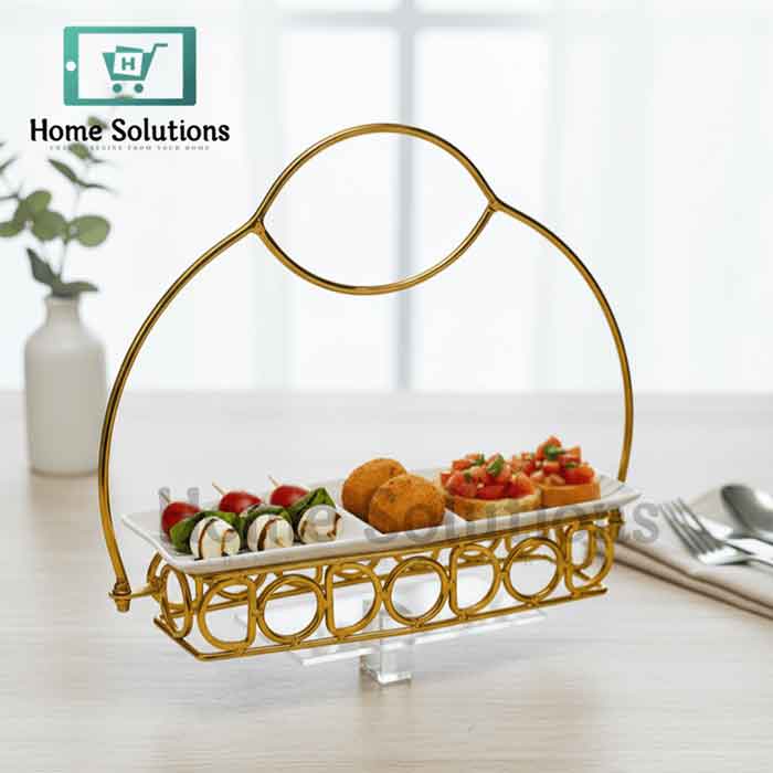 Gold ButterflyElegant Gold Dessert Tray with Handle
