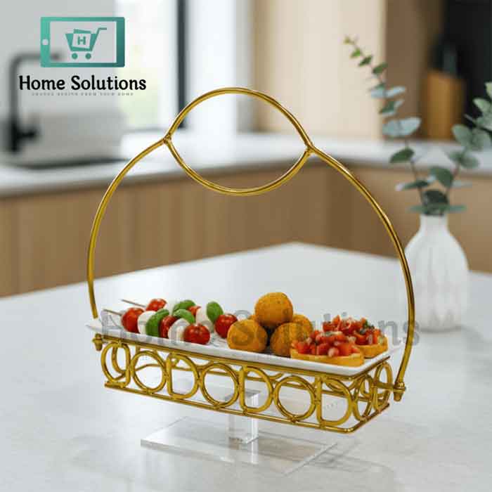 Gold ButterflyElegant Gold Dessert Tray with Handle