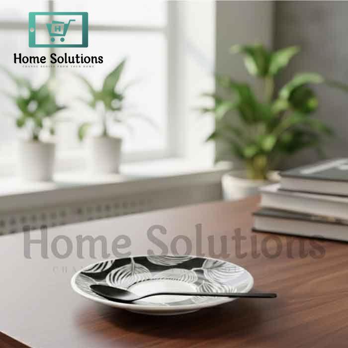 Danny Home Cup & Saucer Set - 200ml Black Leaves Set of 6