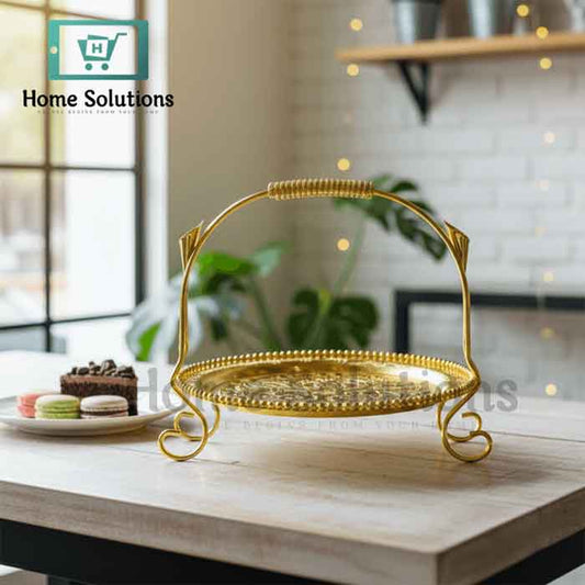 Golden Decorative Sweet Serving Basket - Dry Fruit Tray