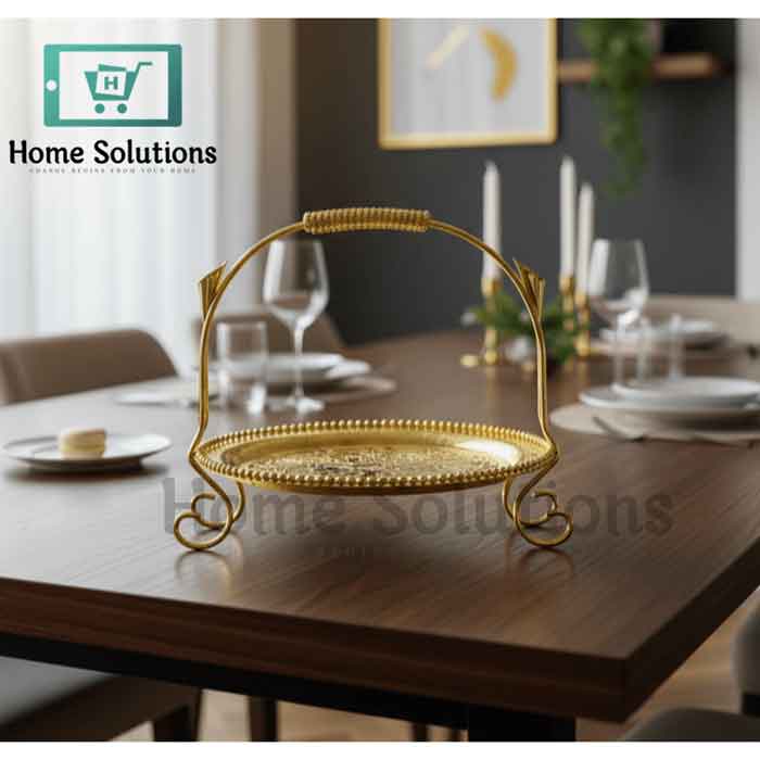 Golden Decorative Sweet Serving Basket - Dry Fruit Tray