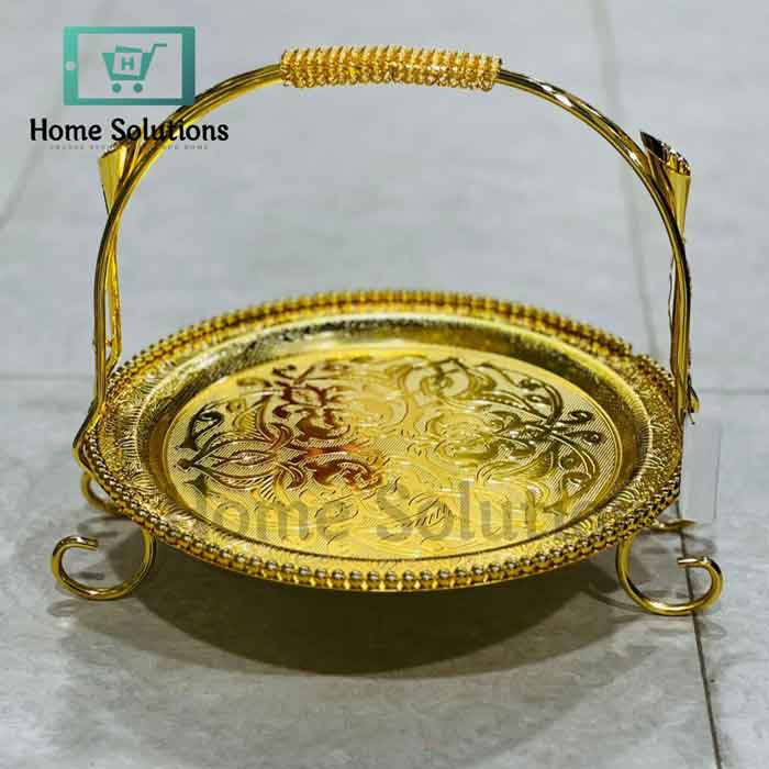 Golden Decorative Sweet Serving Basket - Dry Fruit Tray