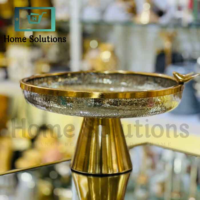 Handmade Turkish Bowl | Brass Base Glass Decor