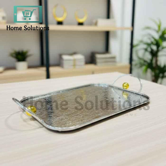 Royal Silver Tray with Gold Accents – Elegant Home Style