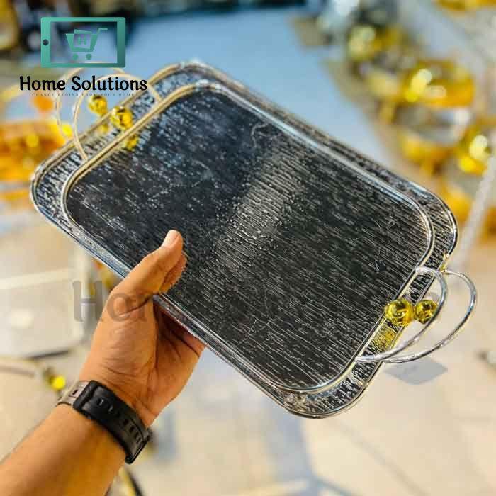 Royal Silver Tray with Gold Accents – Elegant Home Style