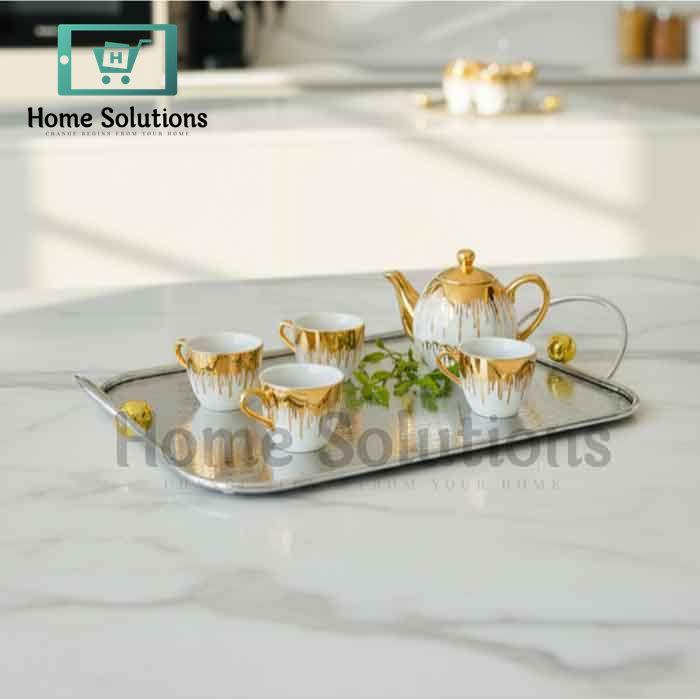 Royal Silver Tray with Gold Accents – Elegant Home Style