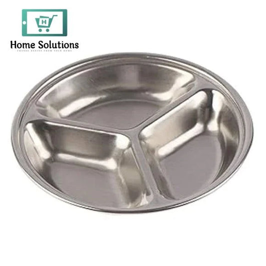 Stainless Steel Sauce Plate – 3 Partition 14cm Silver Finish