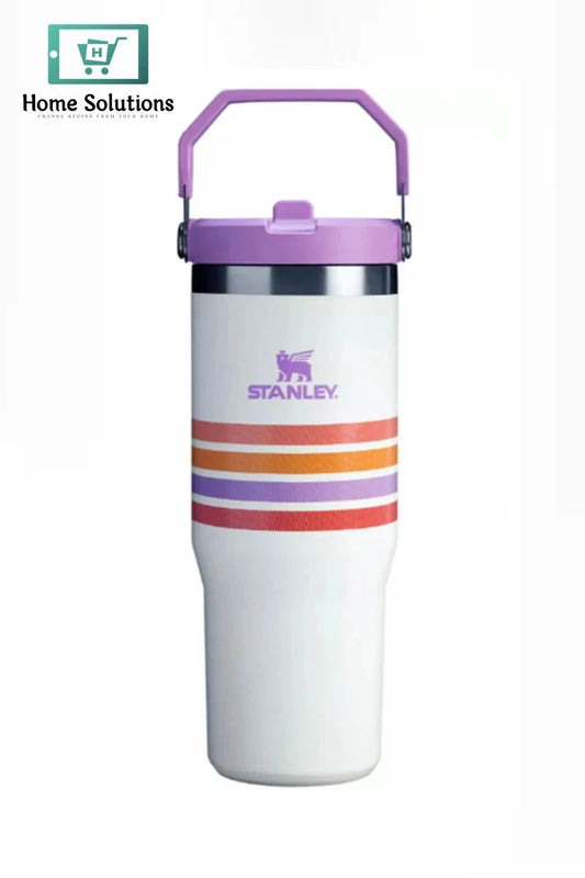 STANLEY The Varsity Ice Flow Flip Straw Tumbler - 30oz - Cream Lilac Stripe