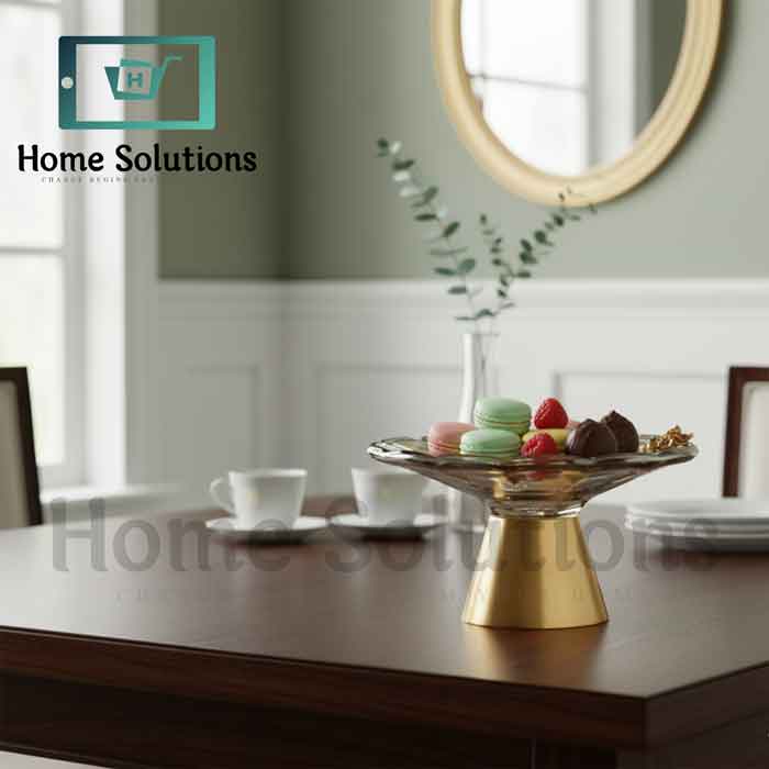 Ottoman Elegance – Handmade Turkish Dessert Stand with Brass Pedestal