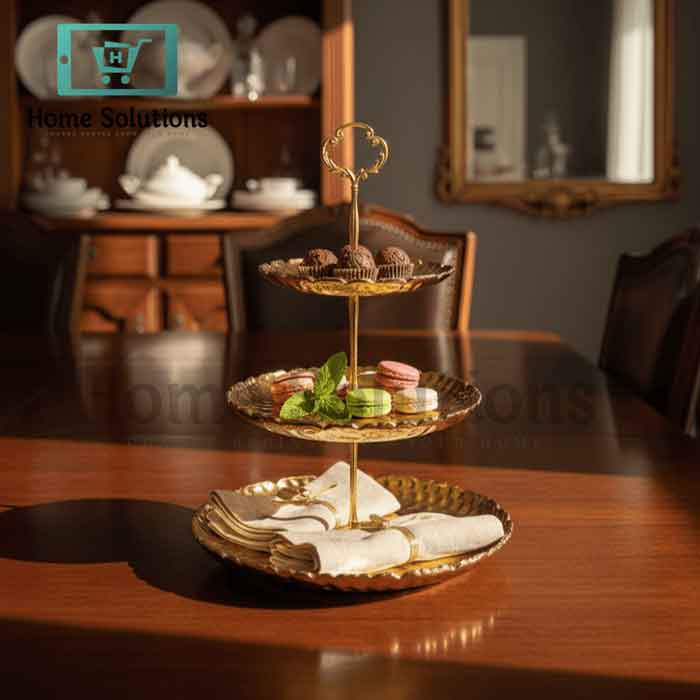 Elegant Gold 3-Tier Serving Tray - Dessert & Snack Stand