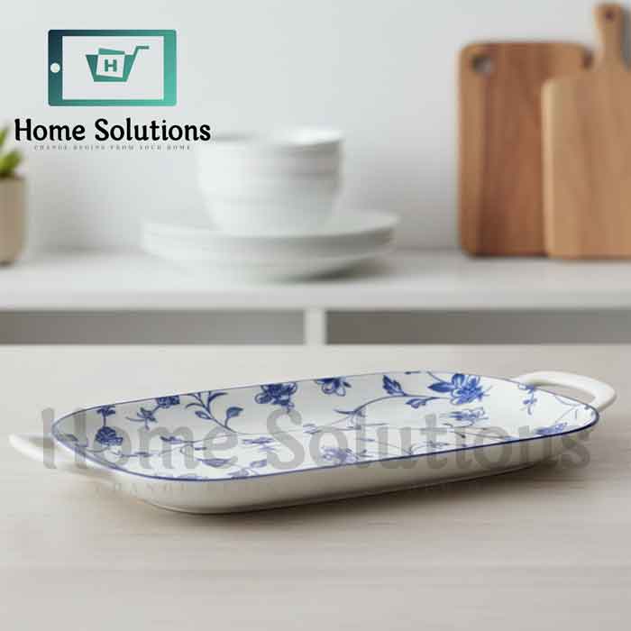 Oval Plate with Handles 14" - Fine Porcelain | Serving Tray