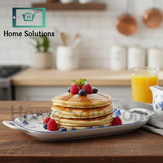 Oval Plate with Handles 14" - Fine Porcelain | Serving Tray