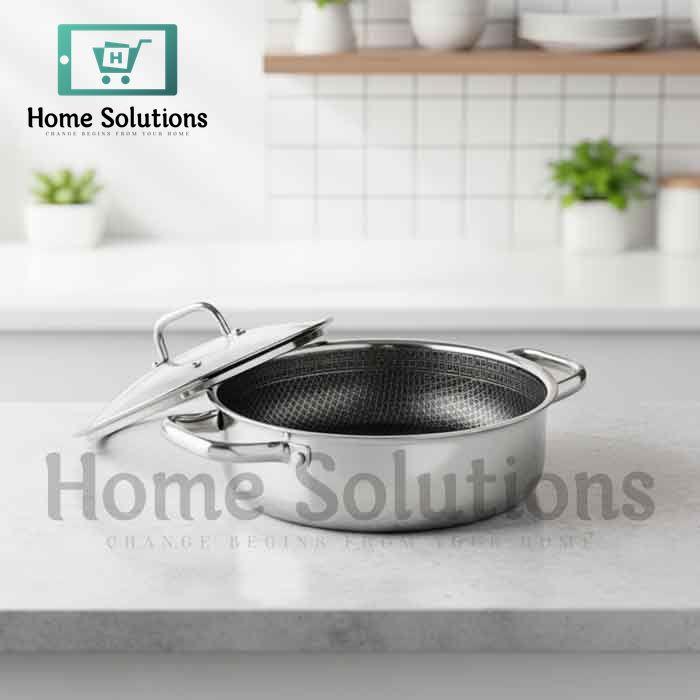 Honeycomb Tri-Ply Stainless Steel Shallow Casserole - 28cm