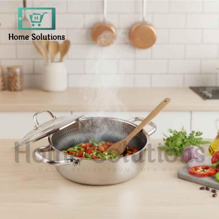 Honeycomb Tri-Ply Stainless Steel Shallow Casserole - 28cm