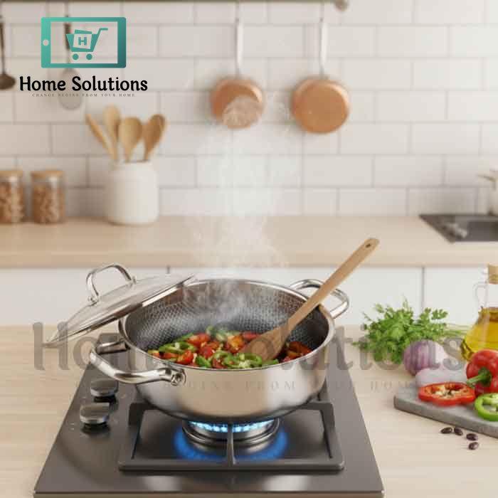 Honeycomb Tri-Ply Stainless Steel Shallow Casserole - 28cm