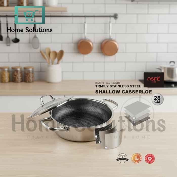 Honeycomb Tri-Ply Stainless Steel Shallow Casserole - 28cm