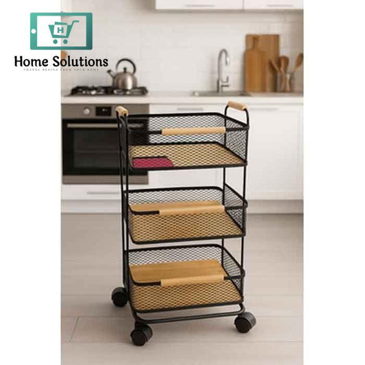 Modern 3-Tier Rolling Storage Trolley – Multi-Purpose Organizer with Wheels for Home & Kitchen