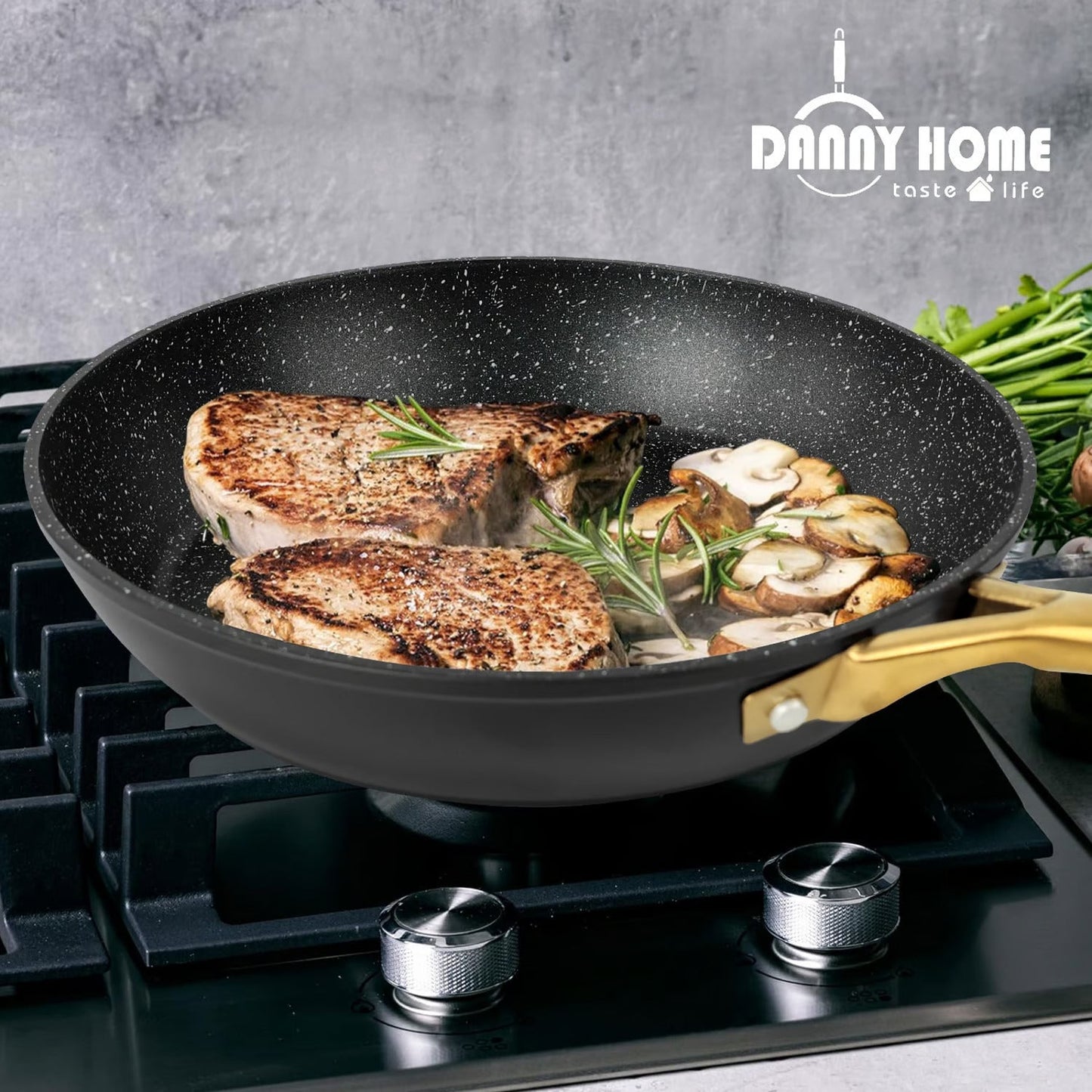 Danny Home™ Aluminum Frying Pan Black