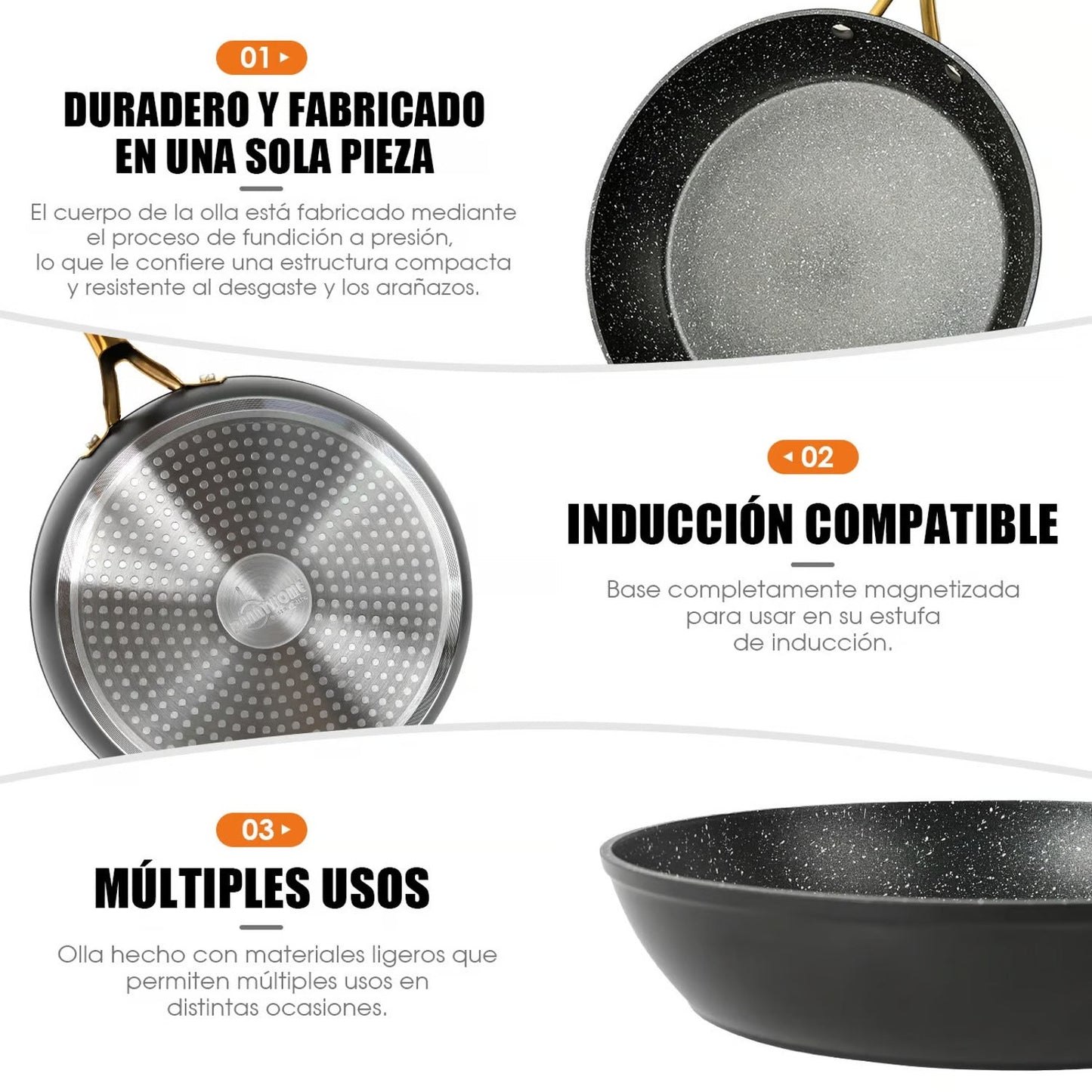 Danny Home™ Aluminum Frying Pan Black