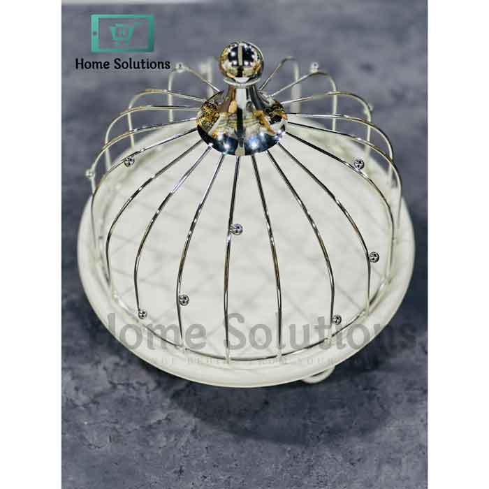 Elegant Cage Cake Stand & Server - Decorative Metal (White)