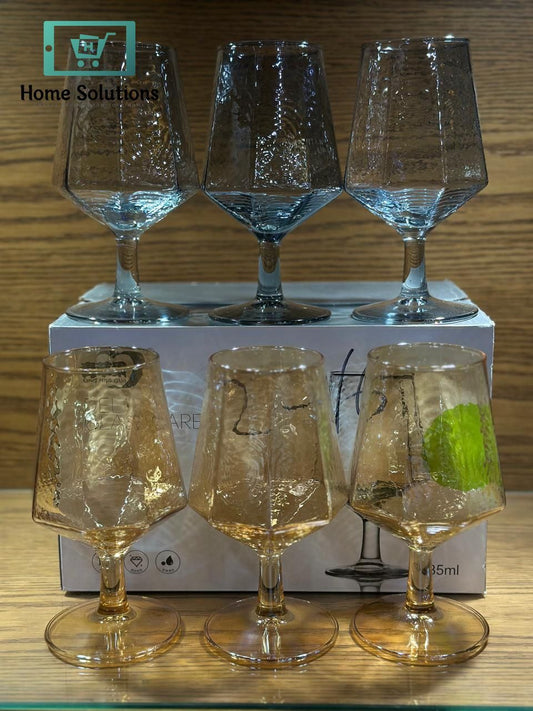 Luxury Wine Glass Set – Smoke & Golden – 6 Pcs