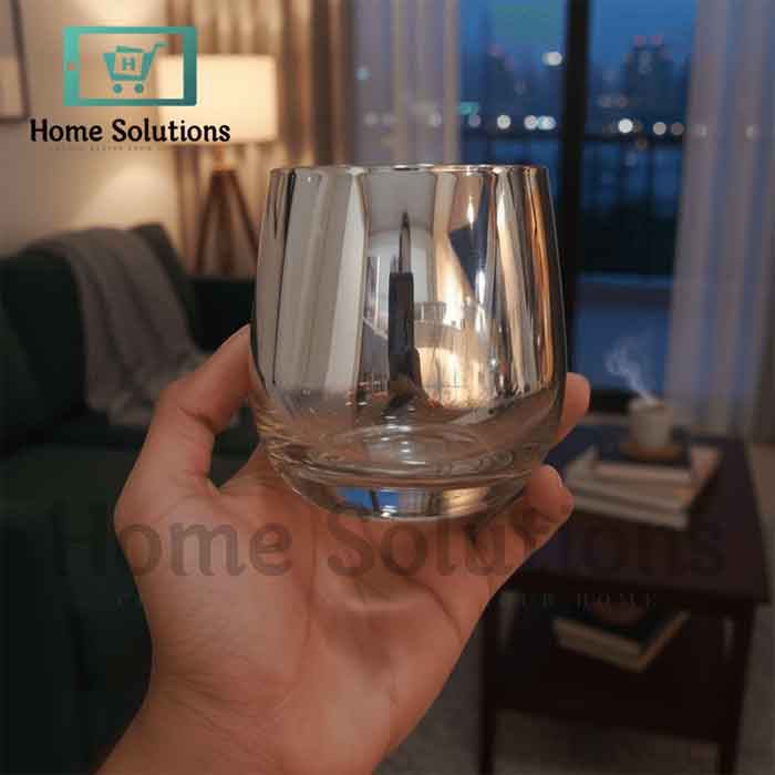 Danny Home 6-Pc Silver Rim Glass Set 345ml - Elegant Drinkware