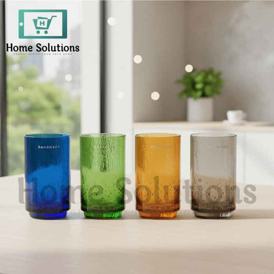 Handmade Colored Glass Set - 4 Pcs 450ml | Artisan Drinkware
