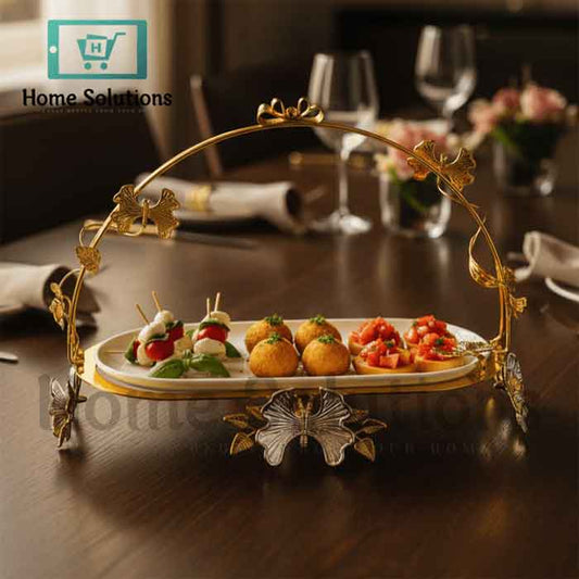 Gold Butterfly Oval Serving Platter & Fruit Plate